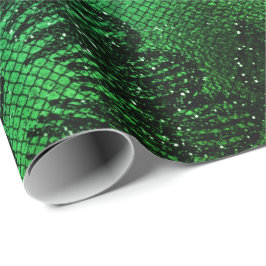 Papel De Regalo Glam Negro Floral Lace Tropical Verde Acuático