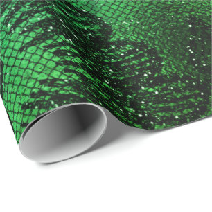 Papel De Regalo Glam Negro Floral Lace Tropical Verde Acuático