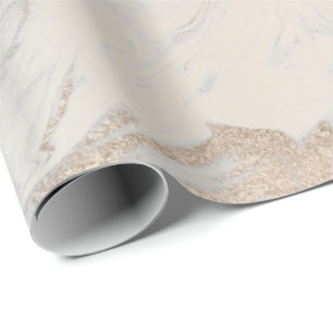 Papel De Regalo Glam Pearly Ivory White Marble Glam