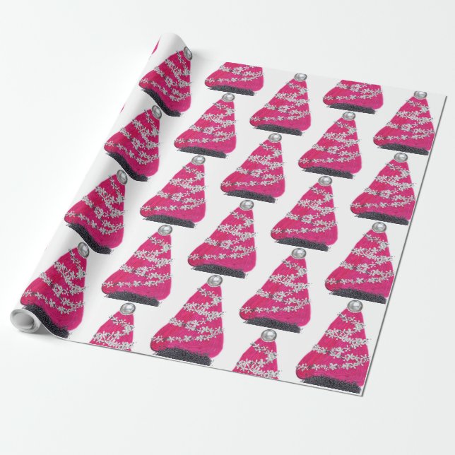 Papel De Regalo Glam Pink Christmas Tree (Desenrollado)