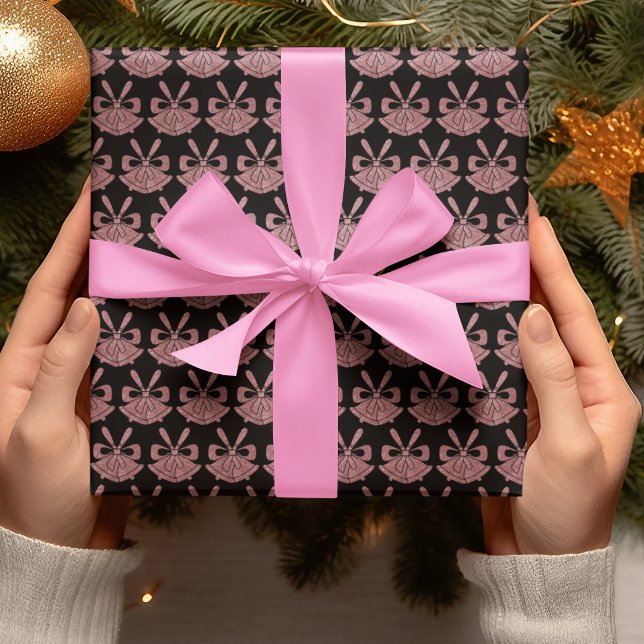 Papel De Regalo Glam Pink Purpurinas Bells en vacaciones negras (Subido por el creador)
