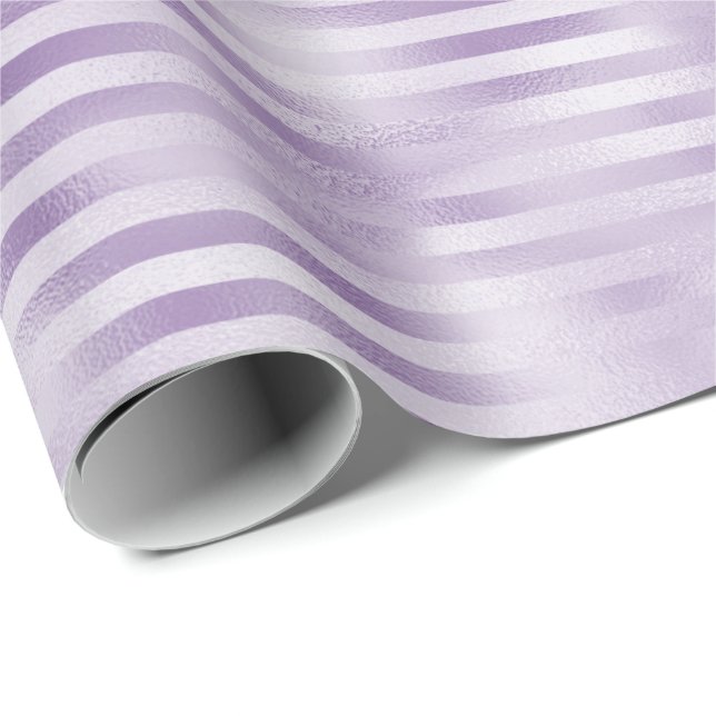Papel De Regalo Glam Purple Stripes (Esquina del rollo)