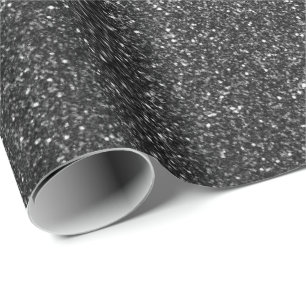 Papel De Regalo Glam Purpurina Negro Gris Profundo Sparkly Elegant