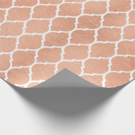 Papel De Regalo Glam Quatrefoil blanco Rubor de oro rosa rosa