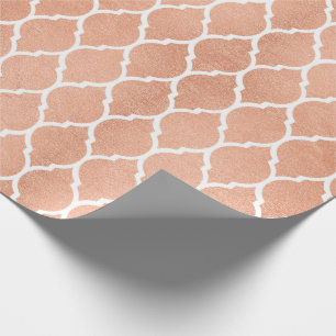 Papel De Regalo Glam Quatrefoil blanco Rubor de oro rosa rosa