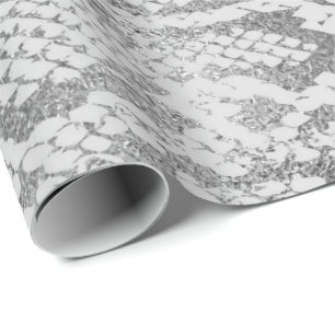 Papel De Regalo Glam Silver Gray Monochrom Python Snake Skake Vip