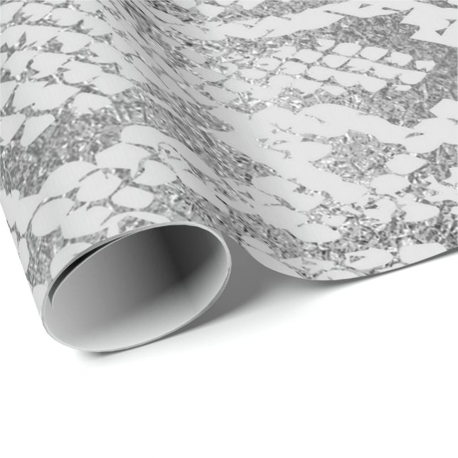 Papel De Regalo Glam Silver Gray Monochrom Python Snake Skake Vip (Esquina del rollo)