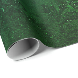 Papel De Regalo Glam Sprark metálico floral tropical esmeralda neg