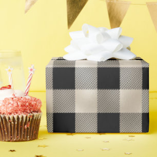 Papel De Regalo Glam Tan Black Buffalo Plaid