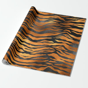 Papel De Regalo Glamorous Black Brown Tiger Stripes Animal Print