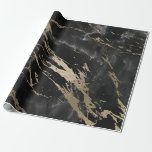 Papel De Regalo Glamour brillante de mármol de oro de lujo negro<br><div class="desc">Minimalismo y elegancia según las tendencias de la decoración interior. Para Muchas Ocasiones De Glam De Lujo</div>