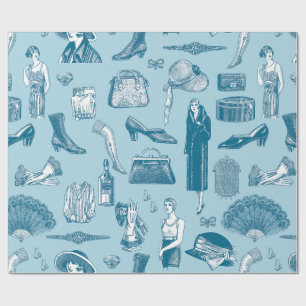 Papel De Regalo glamour flapper femenina de arte azul deco de los