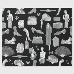Papel De Regalo glamour flapper glamour feminine de arte gris negr