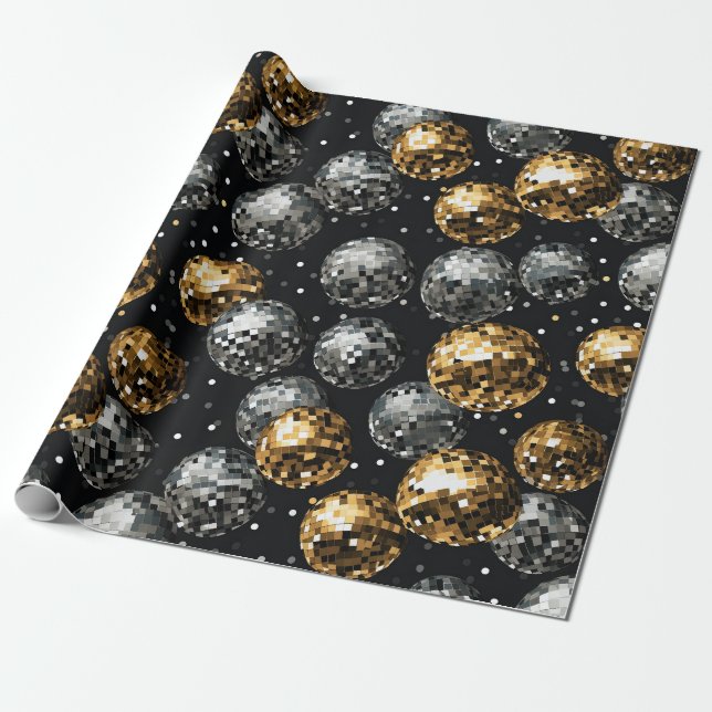 Papel De Regalo Glamourous Metallic Gold and Silver Disco Ball (Desenrollado)