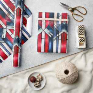 Papel De Regalo Glass rojo patriótico azul blanco negro 4 de julio