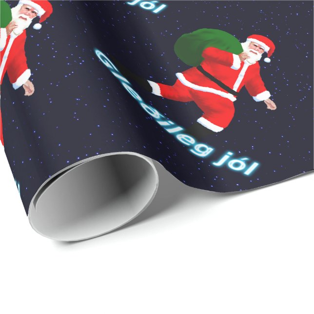 Papel De Regalo Gleðileg jól - Santa Claus (Esquina del rollo)
