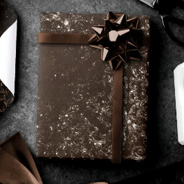 Papel De Regalo Glimmery Bronze Grunge | Rich Brown Glam Damask