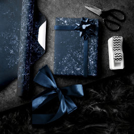 Papel De Regalo Glimmery Navy Grunge | Damasco azul oscuro de zafi
