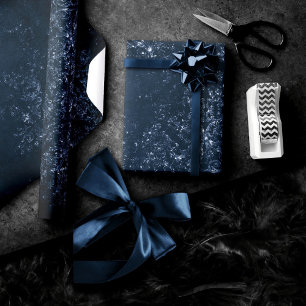 Papel De Regalo Glimmery Navy Grunge Damasco azul oscuro de zafi