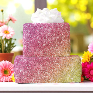 Papel De Regalo Glitter Colorido Arcoíris Amarillo Rosa