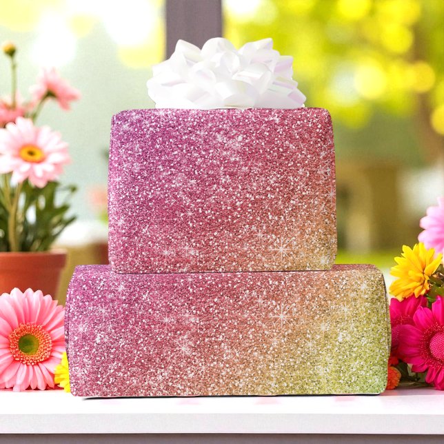 Papel De Regalo Glitter Colorido Arcoíris Amarillo Rosa (Subido por el creador)