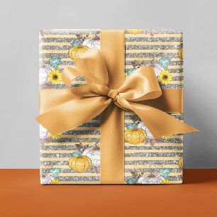 Papel De Regalo Glitter de calabaza otoñal