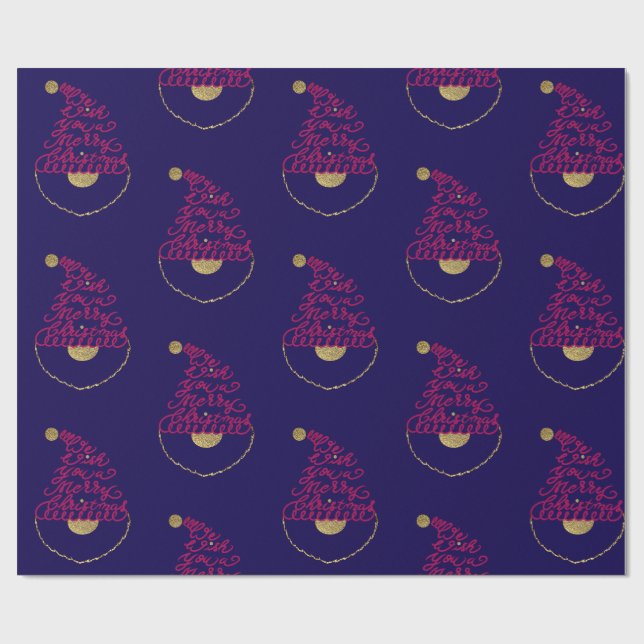 Papel De Regalo Glitter Santa Script Cute Modern Christmas  (Superficie plana)