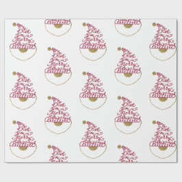 Papel De Regalo Glitter Santa Script Cute Modern Christmas 