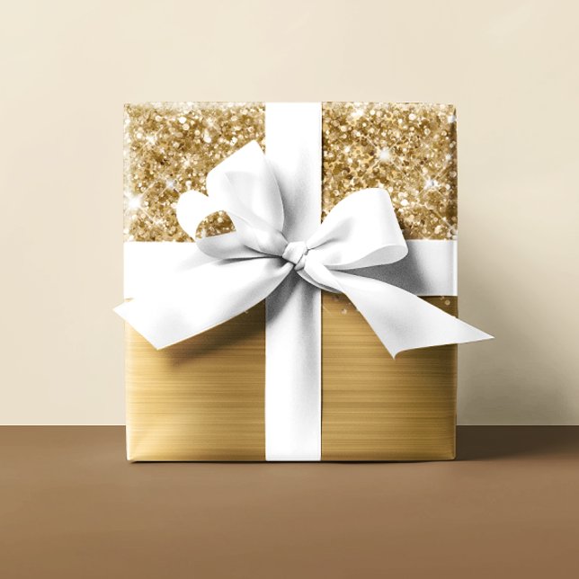 Papel De Regalo Glittery Oro Glam (Glittery Gold Glam Wrapping Paper)