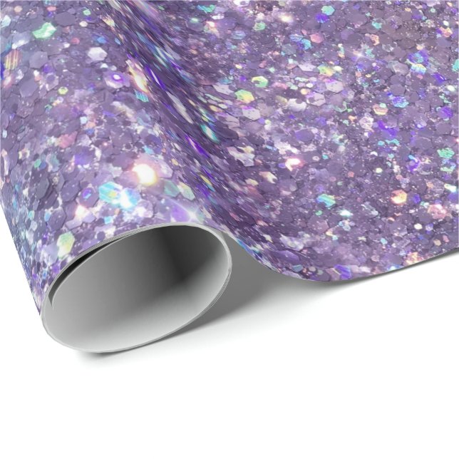 Papel De Regalo Glitzy Girly Glam Purple Sparkle Purpurina (Esquina del rollo)