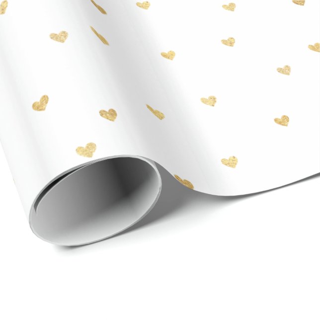 Papel De Regalo Glitzy Gold Hearts (Esquina del rollo)