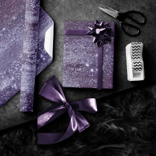 Papel De Regalo Glitzy Minimalista Purpurina Violet Purple Spark