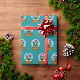 Papel De Regalo Globe de nieve con búho de Santa Claus
