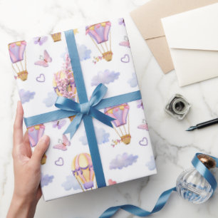 Papel De Regalo Globo aerostático caprichoso de acuarela