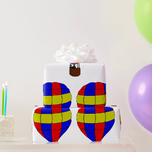 Papel De Regalo Globo aerostático rojo, azul y amarillo