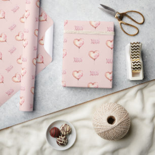 Papel De Regalo Globo con forma de corazón de crema rosa XOXO
