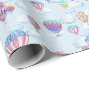 Papel De Regalo Globo de aire caliente acuarela en el cielo