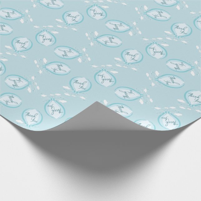 Papel De Regalo Globo de aire caliente Baby Shower Blue Gracias (Esquina)