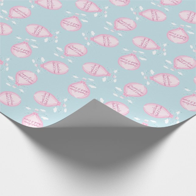 Papel De Regalo Globo de aire caliente Baby Shower Pink (Esquina)
