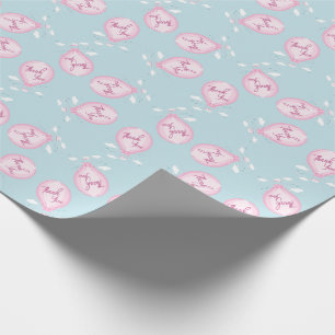 Papel De Regalo Globo de aire caliente Baby Shower Pink Gracias