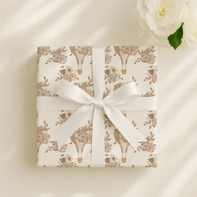 Papel De Regalo Globo de aire caliente Boho, vivero neutral de gén (Subido por el creador)