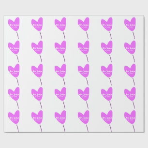 Papel De Regalo Globo de corazón rosa Sra. agregar nombre año esti