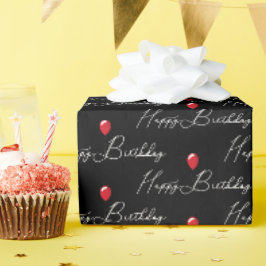 Papel De Regalo Globo de cumpleaños rojo con texto