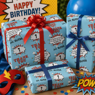 Papel De Regalo Globo de diálogo de cómic de superhéroe Cumpleaños