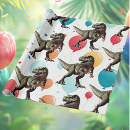 Papel De Regalo Globo Fiesta de Dinosaurio
