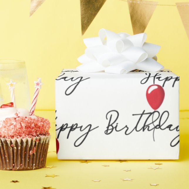 Papel De Regalo Globo rojo en feliz cumpleaños (Fiesta de cumpleaños )
