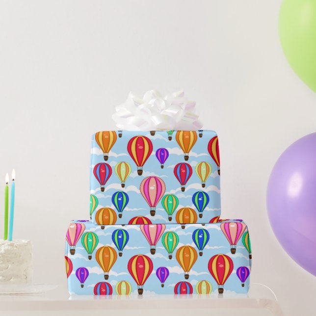 Papel De Regalo Globos aerostáticos coloridos (Regalos de fiesta)
