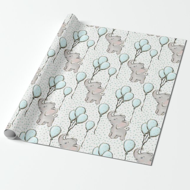 Papel De Regalo Globos azules para bebés (Desenrollado)