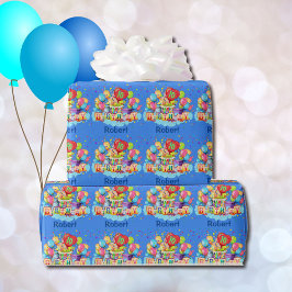 Papel De Regalo Globos coloridos Añadir NOMBRE AÑO Regalo de cumpl
