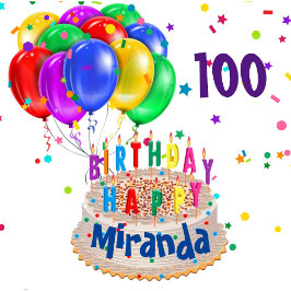 Papel De Regalo Globos coloridos Añadir NOMBRE EDAD 100 Cumpleaños
